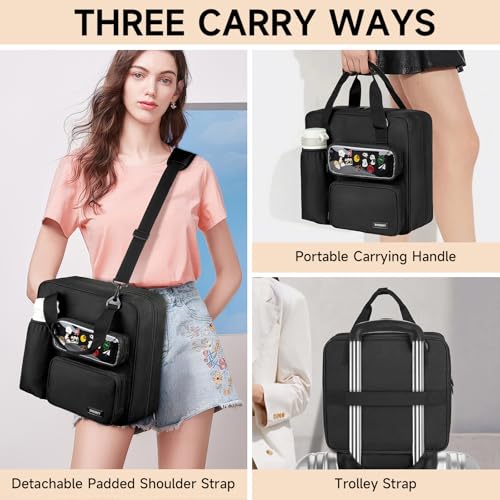 Zipper Binder 3 Ring with Ita Window,500 Sheets Capacity, Binder 2 Inch with Shoulder Strap Fits 13 Inch Laptop for School and Office,Black - color: Black（model B）