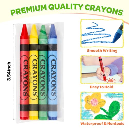 Crayons Bulk Individual Packs, 50 sets of 4 Colors, bulk crayons 4 pack, Mini Crayons for Kids Party Favors, Small Crayon Packs for Restaurants, Birthday Party, Travel, School Supplies (200 Count)