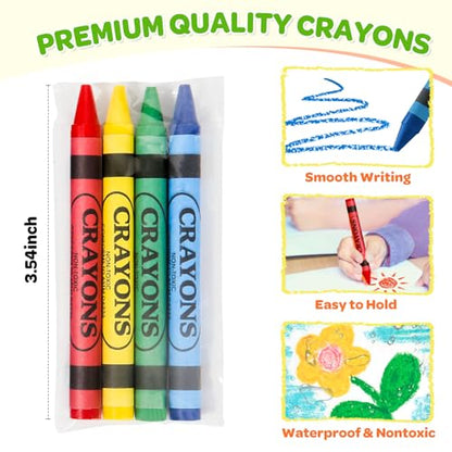 Crayons Bulk Individual Packs, 50 sets of 4 Colors, bulk crayons 4 pack, Mini Crayons for Kids Party Favors, Small Crayon Packs for Restaurants, Birthday Party, Travel, School Supplies (200 Count)