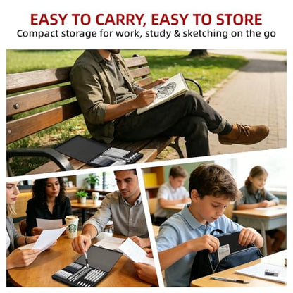 WUO 0.7mm Mechanical Pencil Set in Storage Case, 6PCS Metal Drafting Pencils with 360 HB Lead Refills, 1 Eraser Pen, 3PCS 4B Erasers, 12 Eraser Refills for Student Artist Writing, Drawing, Sketching