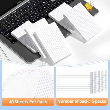 Index Cards 4x6, White Flash Cards, Lined Flashcards Notecards | Note Cards for Studying, 180GSM Study Card, School Supplies, 200 Count, 5 Pack of 40 - color: White-6P, size: 4x6 Inch