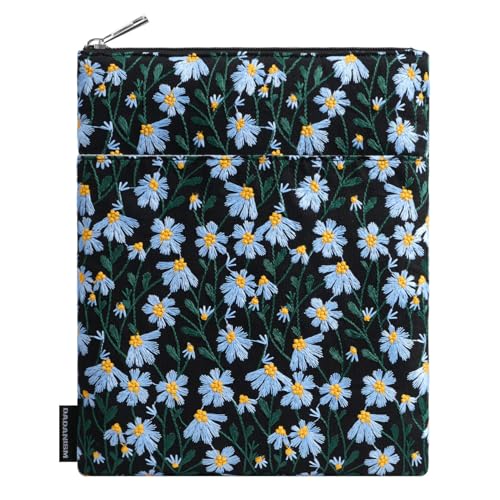 Dadanism 9-11 Inch Embroidered Daisy Padded Carrying Case Protective Tablet Sleeve for iPad A16 11th Gen 11"/10th Gen 10.9", iPad Air 11"/Pro 11"/Air 5th 4th 10.9", Galaxy Tab A11+ Plus 11", Black - color: Black