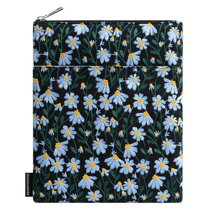 Dadanism 9-11 Inch Embroidered Daisy Padded Carrying Case Protective Tablet Sleeve for iPad A16 11th Gen 11"/10th Gen 10.9", iPad Air 11"/Pro 11"/Air 5th 4th 10.9", Galaxy Tab A11+ Plus 11", Black - color: Black