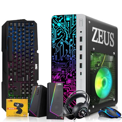 TechMagnet Zeus Pro 8 Gaming Desktop PC, Intel i5, GT 1030, 8GB ARGB RAM, 1TB SSD+4TB HDD, RGB Keyboard Mouse, Speaker, Headphone, USB WiFi BT, Webcam, Win 11 (Renewed) - color: Only CPU, size: 1TB SSD / 4TB HDD