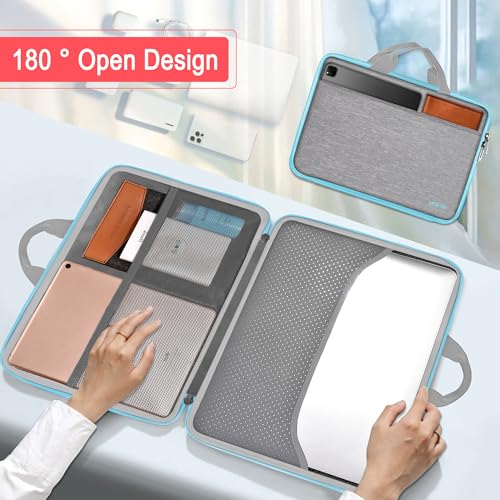 Hseok Laptop Case 13.3-14 inch Sleeve, TSA Computer Handbag Water-Resistant and Shockproof Bag Compatible with MacBook Pro/Neo 14", Mac Air/Pro 13.3" and 13"-14" Notebooks Chromebooks,Light Gray-Blue - color: Light Gray-blue