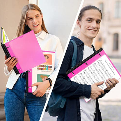 WOT I 1-Pack Telescoping 3 Ring Binder Notebook - Customizable Cover, 5 Dividers & Pocket Folder in One Slim Organizer (60 Sheets Included), Pink - color: Pink, size: 1 Pack