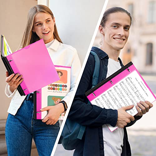 WOT I 2-Pack Telescoping 3 Ring Binder Notebooks - Customizable Cover, 5 Dividers & Pocket Folder in One Slim Organizer (60 Sheets Included), Pink - color: Pink, size: 2 Pack