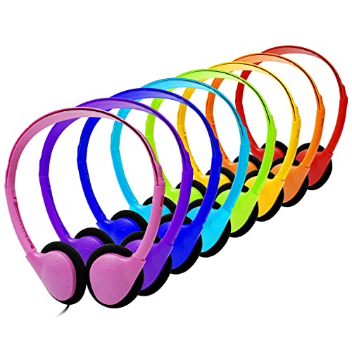 CN-Outlet Classroom Headphones Bulk 64 Pack Multi Color Class Set for School Students Kids Children Toddler Boys Girls Teen and Adult - color: 64 Mixed