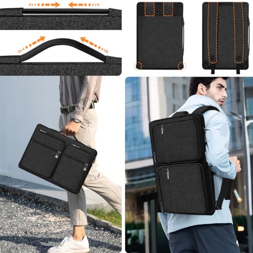 Hseok Laptop Case 15 15.6 16 inch Sleeve with Handle and Hidden Straps,Compatible with MacBook Neo 16",MacBook Pro Air 16" 15", 360°Protective PC Briefcase with 4 Pockets for Accessories,Black - color: Black