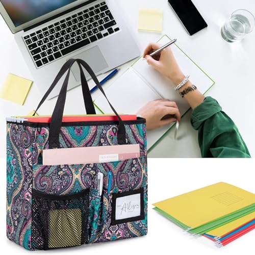 LoDrid Collapsible File Tote Bag with Handles for Letter Size Files, Totem | Portable File Organizer Box with 3 Built-in Boards for Letter Size Files, Document Storage Case for Office, Home, Travel