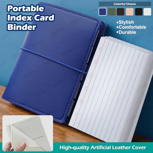 3x5 Lined Index Cards with Ring Binder Holder and Dividers, 100 Note Cards, Brown - color: Brown