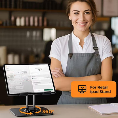 Touch-Screen-Tablet-Computer-Stands -Free Viewing and Ergonomic Angles on Desk, Kitchen, Bed, Obsidian Black - color: Obsidian Black