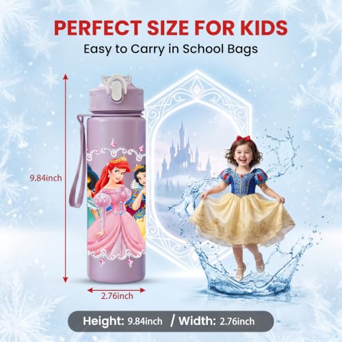 Cartoon Huntrix Water Bottle for Girls, 25oz Leak Proof with Straw Lid, Gifts for Girls (Princess) - color: Princess