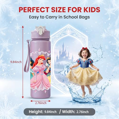 Cartoon Huntrix Water Bottle for Girls, 25oz Leak Proof with Straw Lid, Gifts for Girls (Princess) - color: Princess