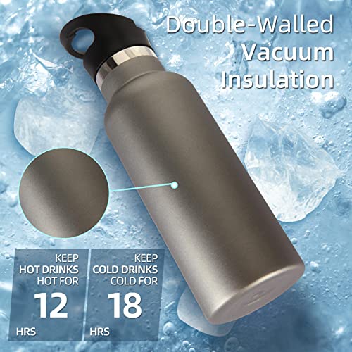 Volhoply 17oz Kids Insulated Water Bottle,Stainless Steel Water Bottles with Straw Lid,Double Wall Vacuum Metal Cups Water Bottle,Reusable Sports School Water Flask Keep Hot & Cold (Cold Grey,1 Set) - color: Cold Grey