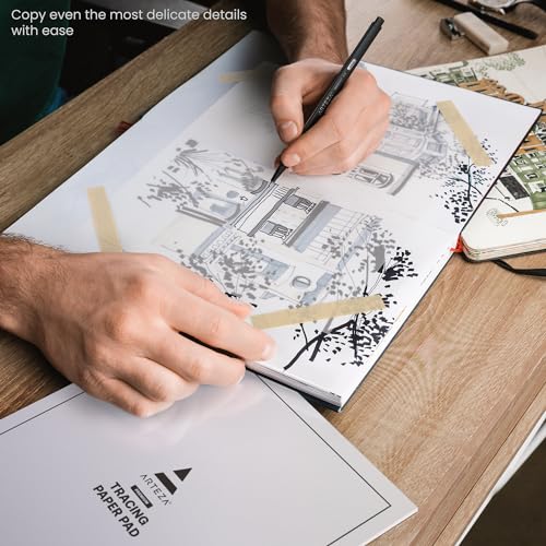 ARTEZA Tracing & Calligraphy Paper Combo, 9x12 Inch – 2-Pack with 50 Calligraphy Sheets and 55 Tracing Sheets for Drawing, Lettering & Drafting