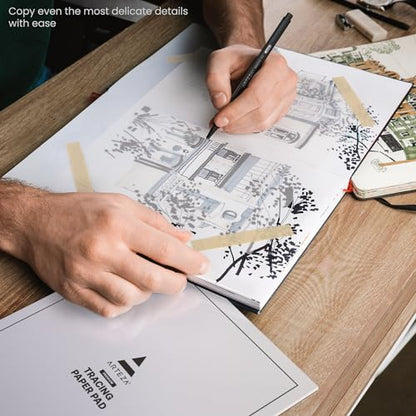 ARTEZA Tracing & Calligraphy Paper Combo, 9x12 Inch – 2-Pack with 50 Calligraphy Sheets and 55 Tracing Sheets for Drawing, Lettering & Drafting