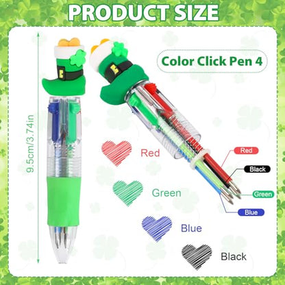 DIYASY 30 Pcs St. Patrick's Day Mini Multicolor Ballpoint Pens, St. Patrick's 4-in-1 Multicolored Retractable Pen Bulk Cute Pens Supplies - style: St. Patrick's 2