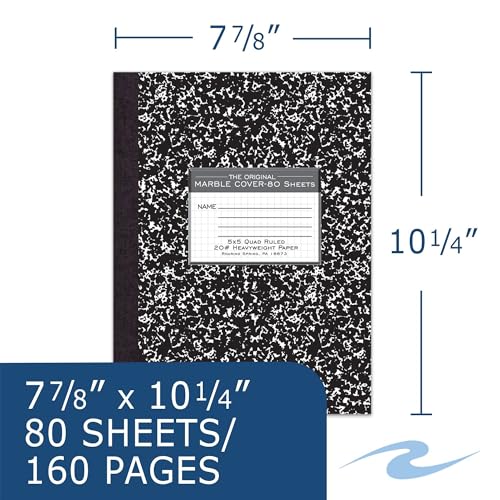 ROARING SPRING Signature Collection Composition Notebook, 6 Books, Hardcover, Grid Graph Rule, 20# Premium Paper, 80 Sheets/160 Pages, 10.25" x 7.88", Made in USA