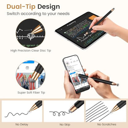 Stylus(2Pcs), Stylus Pens for Touch Screens, Universal Stylus High Precision Sensitivity, Stylus Pen for Android, ipad, iPhone, Galaxy Microsoft, Chromebook Tablet, Compatible with All Touch Screens - color: Black Gold/Black Gold
