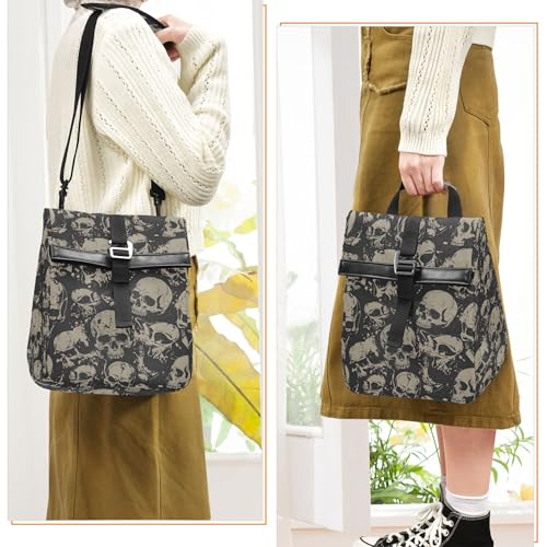 MNSRUU Insulated Lunch Bags Women Men, Grunge Skulls Portable Reusable Thermal Meal Tote Cooler Bag Organizer, Adjustable Shoulder Strap, Handle - color: Skulls 021