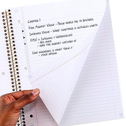 Five Star Spiral Notebook + Study App, 3 Pack, 1 Subject, College Ruled Paper, 100 Sheets, 8-1/2" x 11", Forest Green, Fire Red, Pacific Blue (820189-ECM) - color: Forest Green, Fire Red, Pacific Blue
