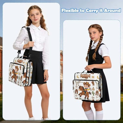 Cute Cowboy Wild West Zipper Binder 3 Ring, Multi-Pocket School & Office Personalized Binder Organizer, 800 Sheet Capacity, Compatible with 14-Inch Notebook, Back to School Gift - color: Option J