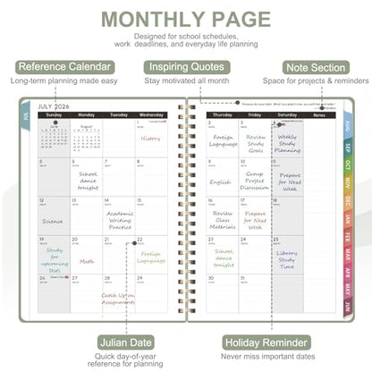 Planner 2026-2027, Weekly and Monthly Academic Year Calendar Planner, July 2026 - June 2027, Daily Agenda Book for Office School Supplies, Letter Size(8.5'' x 11'') - color: C-Green, size: 8.5"x11"(Jul 2026-Jun 2027)