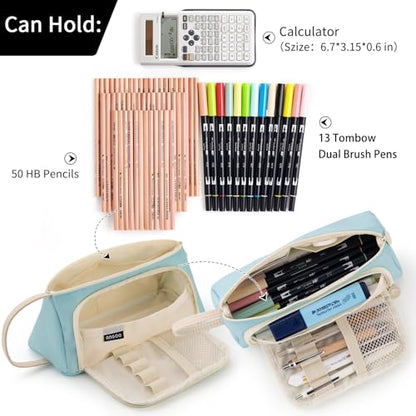 EASTHILL Big Capacity Pencil Case Pouch Pen Case Simple Stationery Bag School College Office Organizer for Teens Girls Adults Student - color: Light Blue XW