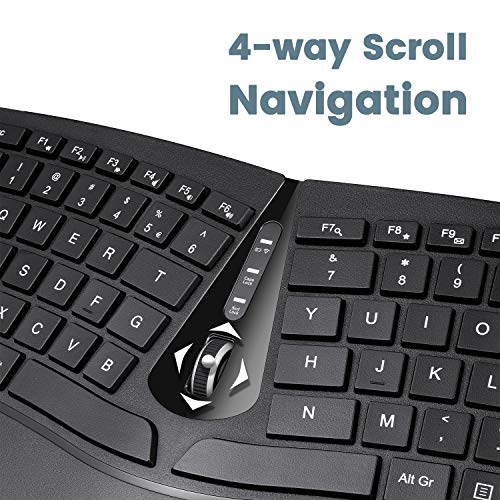 Perixx PERIDUO-606 Wireless Mini Ergonomic Keyboard with Portable Vertical Mouse - Adjustable Palm Rest Stand - Membrane Low Profile Keys - US English