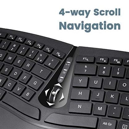 Perixx PERIDUO-606 Wireless Mini Ergonomic Keyboard with Portable Vertical Mouse - Adjustable Palm Rest Stand - Membrane Low Profile Keys - US English