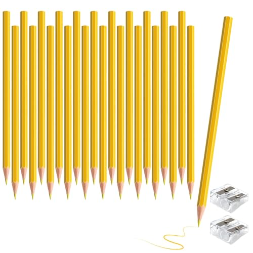 24 Pack Yellow Colored Pencils for Kids, Pre-sharpened Art Pencils Back to School Supplies Set, Drawing Sketching Pencils for Students, Teachers, Classroom - color: yellow