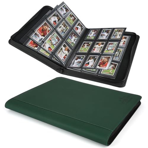 Toploader Binder,Toploader Hard Cases, 9-Pocket Pages Sleeves Hold up 288 Cards.Toploader Card Binder with Sleeves for “3×4” rigid，Card Holder(Blackish Green) - color: Blackish Green, size: 9 Pocket 288 Toploader