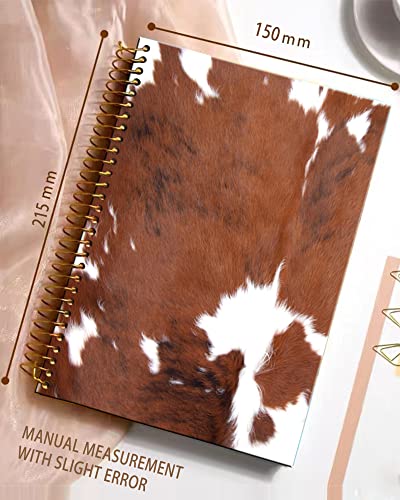 iampanda Spiral Journal Notebook,Strong Twin-Wire Binding with Premium Paper for Girl Women,60 Sheets A5 College Ruled Notebook/Journal,Perfect for School Office Home Gifts,Cowhide Farm Animal Skin - color: Cowhide Farm Animal Skin Brown Cow