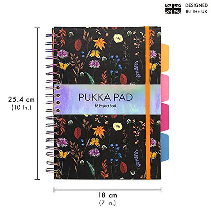 Pukka Pad 5 Subject Spiral Notebook 12-Pack - 200 Pages, 100 Sheets of 80GSM Paper with Repositionable Dividers & Perforated Edges for School & Office Planning & Organization - B5-7 X 10, Bloom - color: Bloom