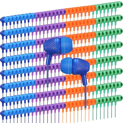 Macarrie 250 Pack Earbuds Bulk Kids Earbuds Headphones Classroom Earphones with Wire Ear Headphones for Schools Classrooms Libraries Children Students Gift (Bright Color) - color: Bright Color