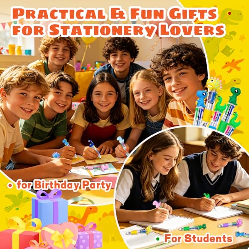 24Pcs Mini Multicolor Pens in One, 4-in-1 Cute Fun Ballpoint Pens Bulk for Dinosaur Party Favors Back to School Gifts for Classroom Birthday Gifts (Dinosaur) - style: Dinosaur