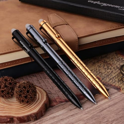 SMOOTHERPRO Aluminum Erasable Bolt Action Pen,Gold | Erasable Refillable Pen for Notes, Journaling, Office Writing, Signatures, and Daily Pocket Carry. - color: Gold 2.0