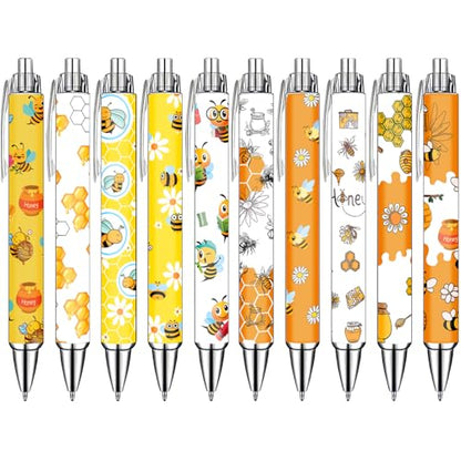 Idealmuzik Bee Pens Set – Cute Yellow & White Bumblebee-Themed Gel Pens for Teens, and Adults – Fun Bee Stationery for School, Office, Journaling, and Gift Giving, 10 Pack - style: Bee