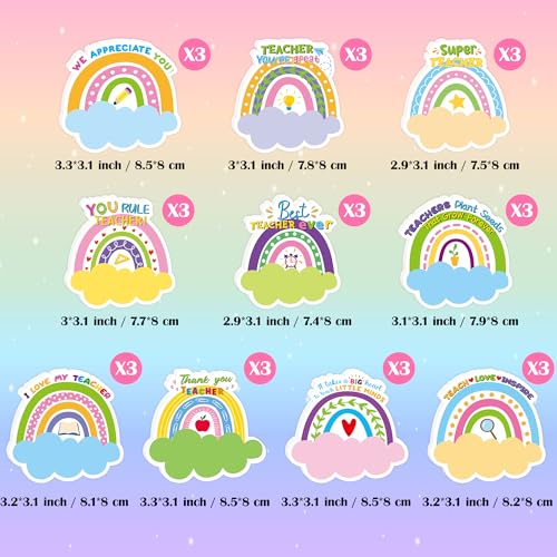 Xqumoi 30 Pack Boho Rainbow Teacher Sticky Notes - Spring Self Sticky Notepads Writing Memo Pads Teacher Appreciation Gift Back to School Office Supplies Birthday Party Favors Goodies Bag Fillers - style: Boho Rainbow (Teacher)
