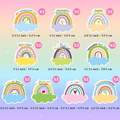 Xqumoi 30 Pack Boho Rainbow Teacher Sticky Notes - Spring Self Sticky Notepads Writing Memo Pads Teacher Appreciation Gift Back to School Office Supplies Birthday Party Favors Goodies Bag Fillers - style: Boho Rainbow (Teacher)