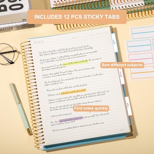Large Hardcover Spiral Notebook College Ruled 8.5 X 11 with Stickers, Blue | 220 Pages, Notebooks for School Supplies A4 Note Book Journal Notebooks for Work Note Taking Office - color: Blue