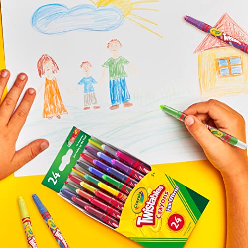 Crayola Twistables Crayons for Kids (24ct) Cute School Supplies for Toddlers, Preschool, Kindergarten, Elementary, Gifts for Boys & Girls, Ages 3, 4, 5 - size: 24 Count (Pack of 1), style: Fun Effects