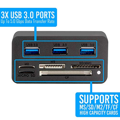 Kingwin USB HUB Adapter w/ Memory Card Reader Writer & USB 3.0 HUB Combo - Supports High Speed SD MS Micro M2 CF Card Reader For Macbook, Laptop, Desktop - Includes USB Cable 5 Gbps Speed, Black - style: USB 3.0