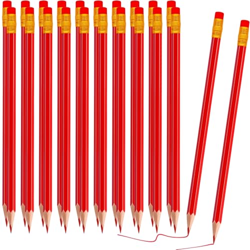 24 Pcs Erasable Checking Pencils, Pre-Sharpened, for Marking, Coloring, Tests, Grading, Office, (Red) - color: Red