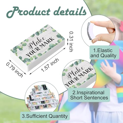 Dunzoom 100 Pcs Back to School Inspirational Pencil Erasers Bulk for Kids Fun Motivational Eraser School Office Supplies for Students Classroom Office Teacher Artists(Eucalyptus Leaf) - style: Eucalyptus Leaf