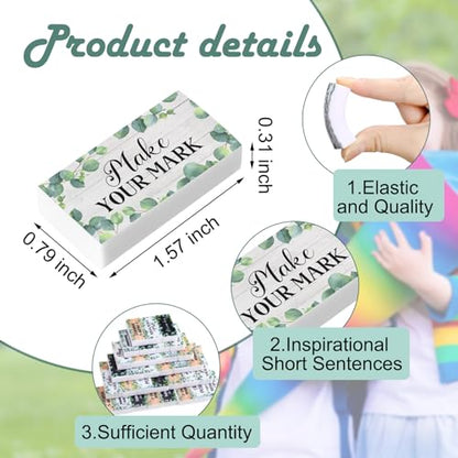 Dunzoom 100 Pcs Back to School Inspirational Pencil Erasers Bulk for Kids Fun Motivational Eraser School Office Supplies for Students Classroom Office Teacher Artists(Eucalyptus Leaf) - style: Eucalyptus Leaf