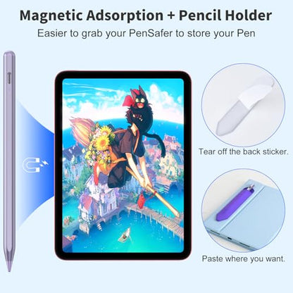 Stylus Pen for iOS&Android Touch Screens, Active Pencil for Samsung, Smart Digital Stylus Pens for Lenovo/Huawei/Vivo/Mi and Other Tablets, iPhone/Google Pixel Smart Phones Drawing&Writing (Purple) - color: Purple
