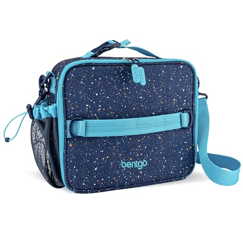 Bentgo Kids Lunch Bag - Double-Insulated, Reusable Lunch Bag for Kids 3+ with Adjustable Strap; Holds Lunch Box/Water Bottle/Snacks; Easy-Clean, Water-Resistant & Pockets (Confetti - Abyss Blue) - color: Confetti Edition - Abyss Blue