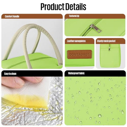 douyadady Lunch Bag&Box Women/Men Insulated&Reusable | Spacious Lightweight Waterproof Sturdy Durable Great Value For Office Work School Picnic Travel - color: Green